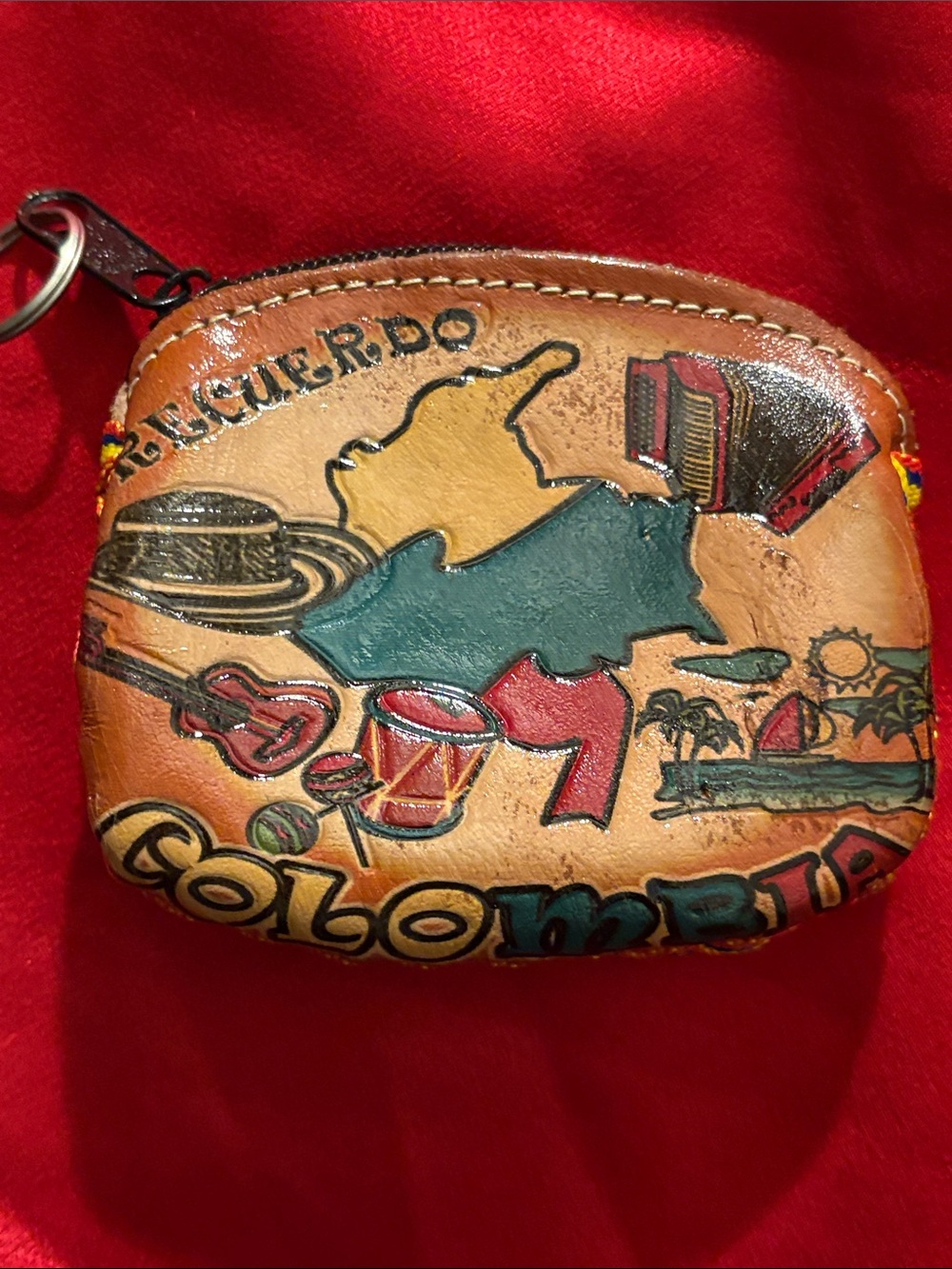 Handpainted Colombia Leather Coin Pouch - Multicolor